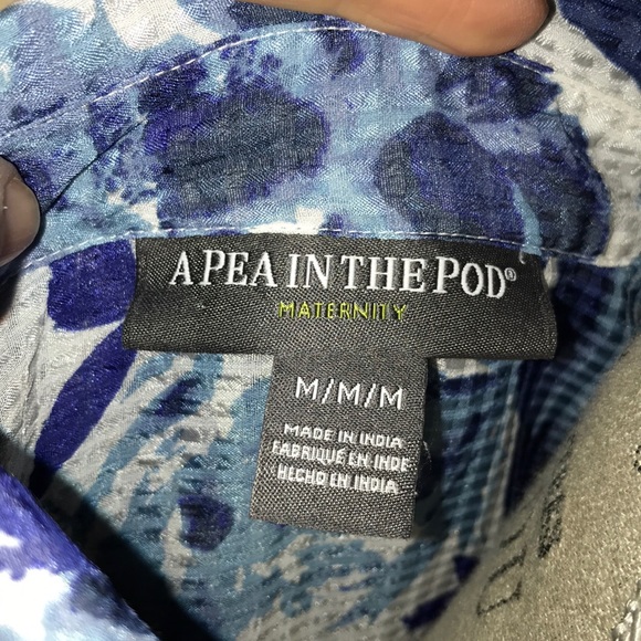 A Pea in the Pod Paris Blues Maternity Shirt Dress - Picture 7 of 8